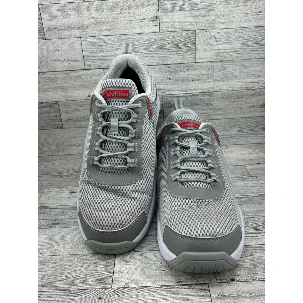 Orthofeet Edgewater 618 Men Sz Wide 11.5 2E Gray Mesh Walking‎ Shoes Sneakers
